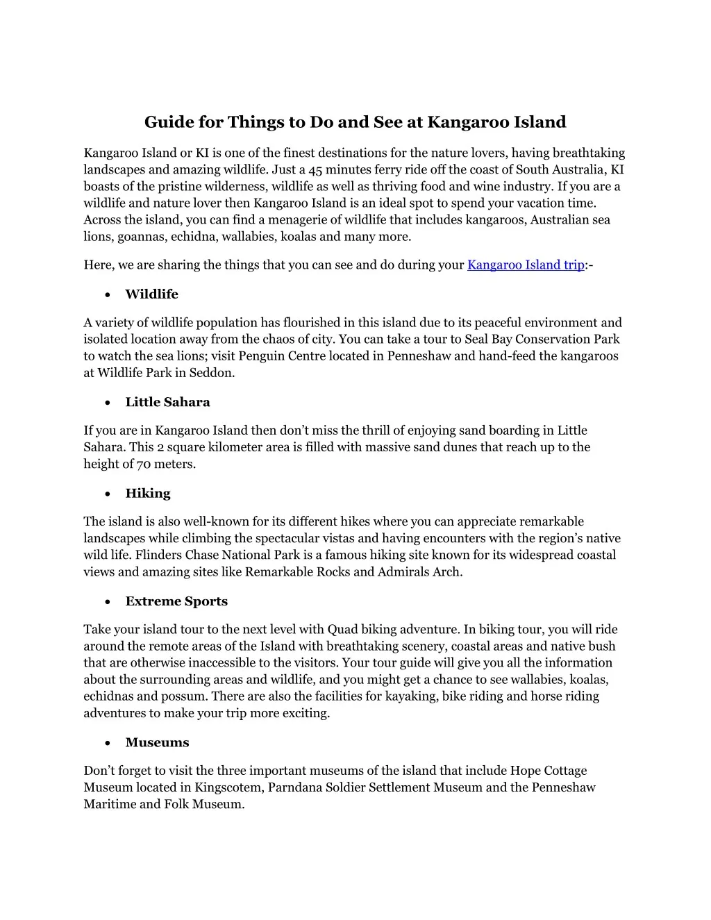 guide for things to do and see at kangaroo island