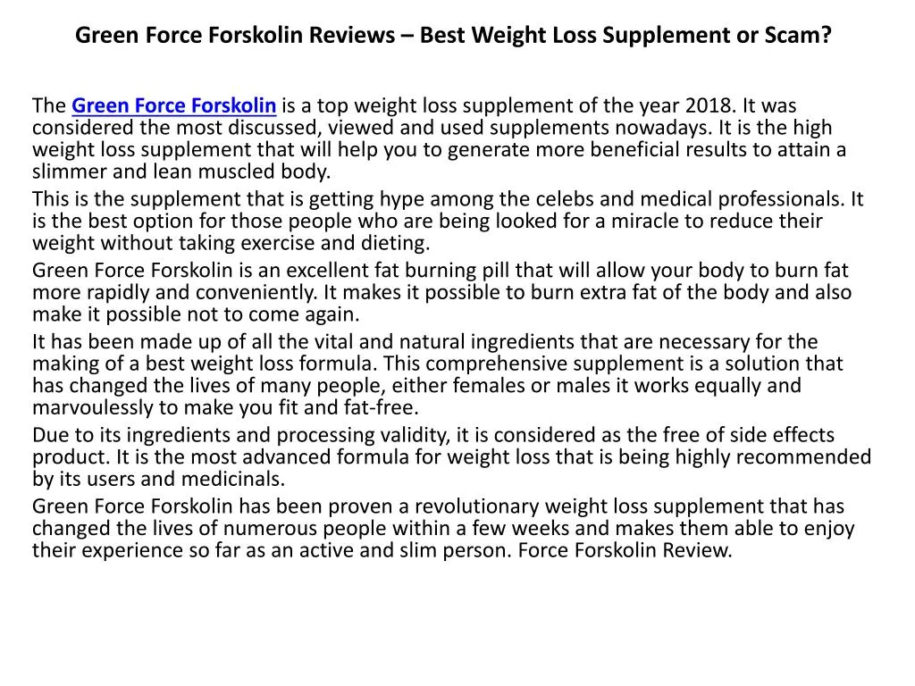 green force forskolin reviews best weight loss supplement or scam