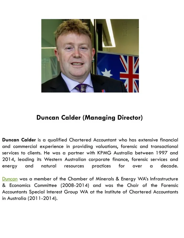 Duncan Calder a Partner of KPMG Australia