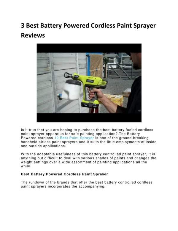 3 Best Battery Powered Cordless Paint Sprayer Reviews