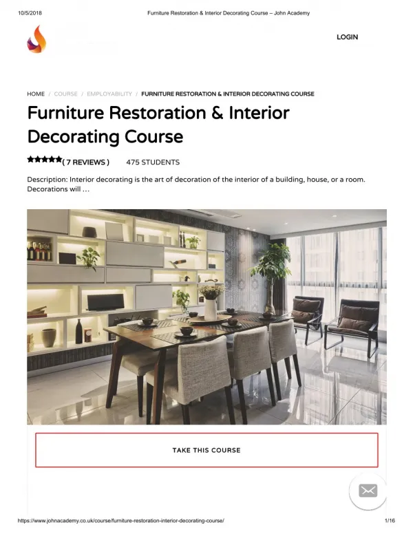 Furniture Restoration & Interior Decorating Course - John Academy