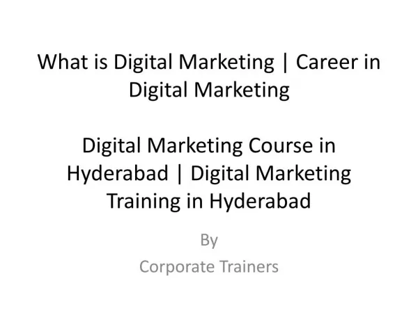 What is Digital Marketing | career path in digital marketing