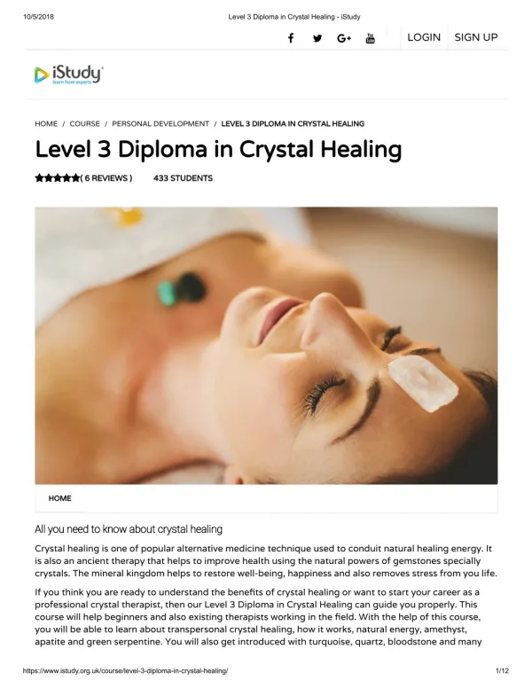 Level 3 Diploma in Crystal Healing - istudy