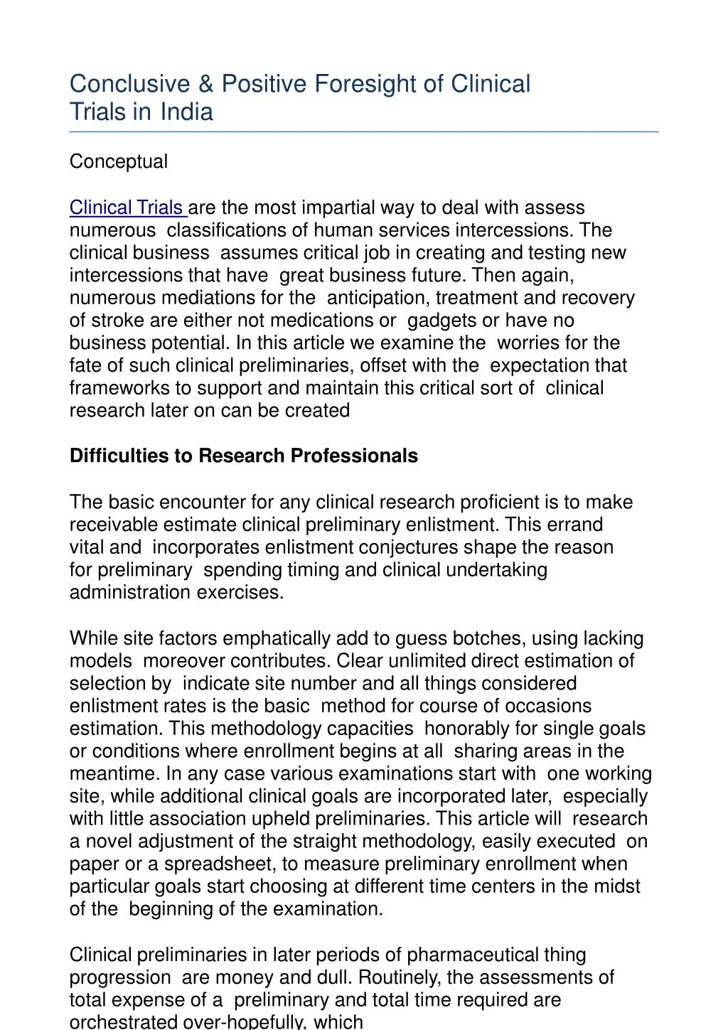 conclusive positive foresight of clinical trials