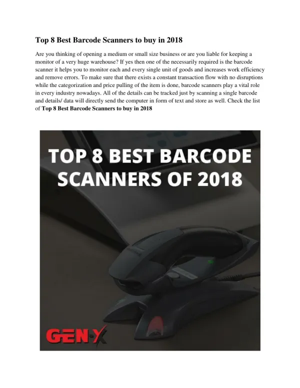 Top 8 Best Barcode Scanners to buy in 2018- Best Wireless Scanner