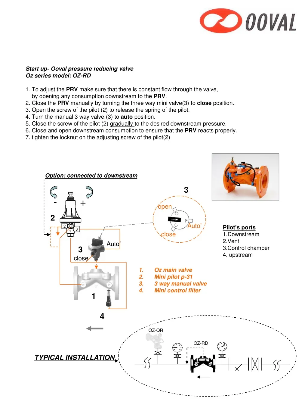 start up ooval pressure reducing valve oz series