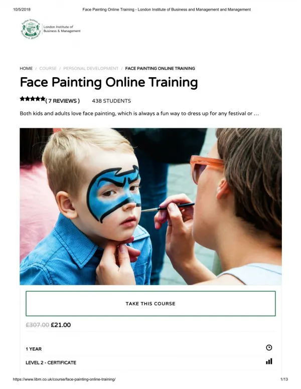 Face Painting Online Training - LIBM