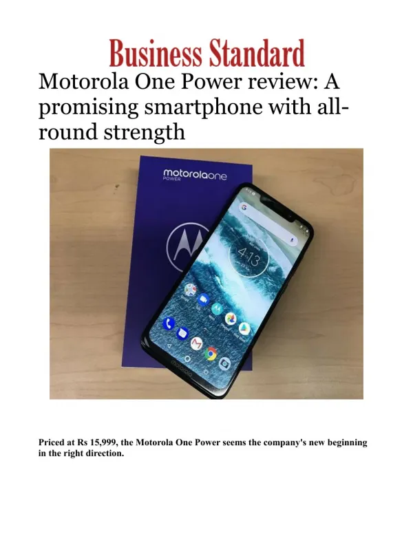 Motorola One Power review: A promising smartphone with all-round strength