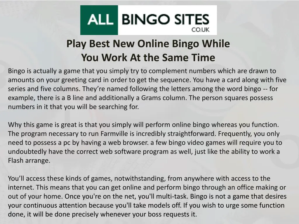 play best new online bingo while you work