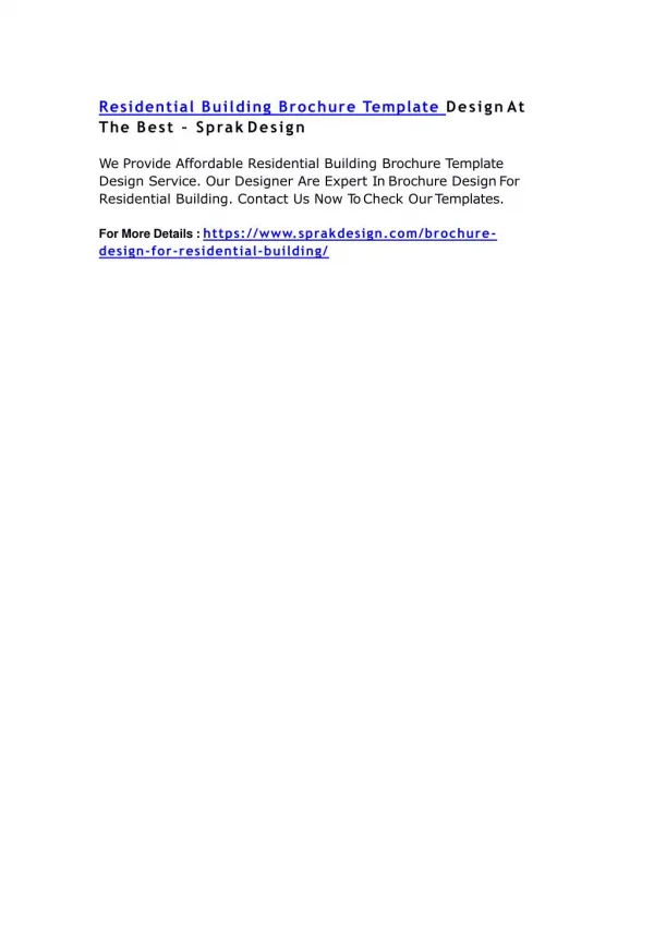 residential building brochure template design