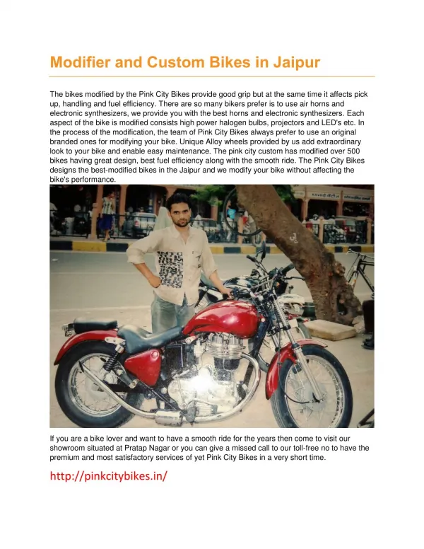 Modifier and Custom Bikes in Jaipur (9309256787)