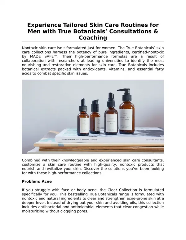 Experience Tailored Skin Care Routines for Men with True Botanicals’ Consultations & Coaching