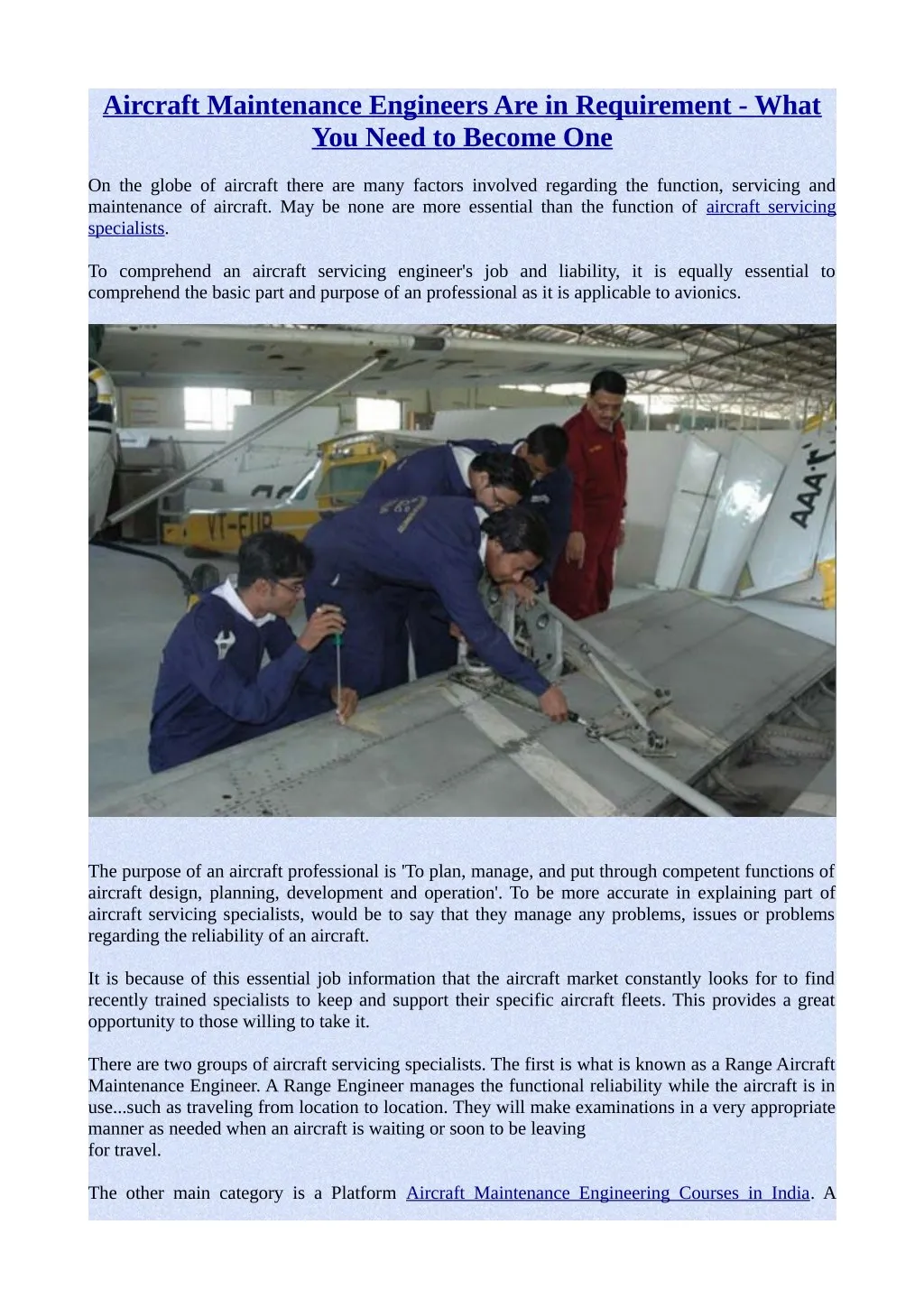 aircraft maintenance engineers are in requirement