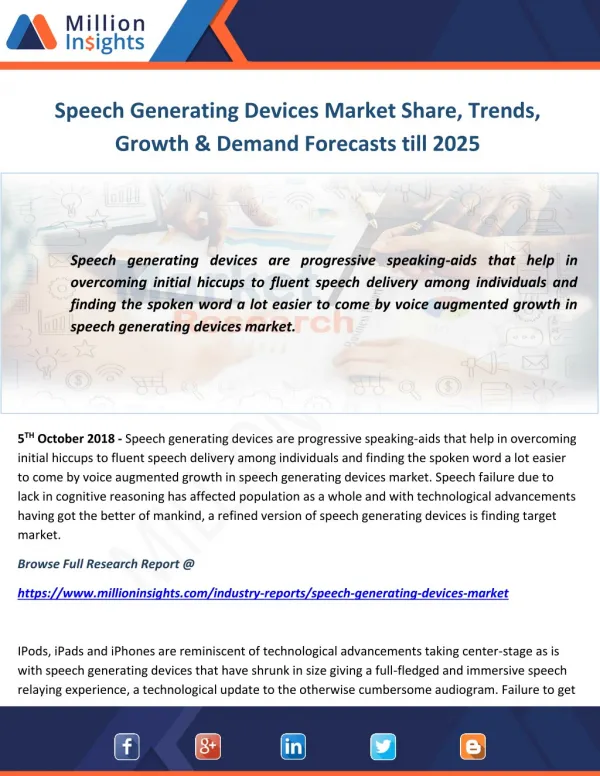 Speech Generating Devices Market Share, Trends, Growth & Demand Forecasts till 2025
