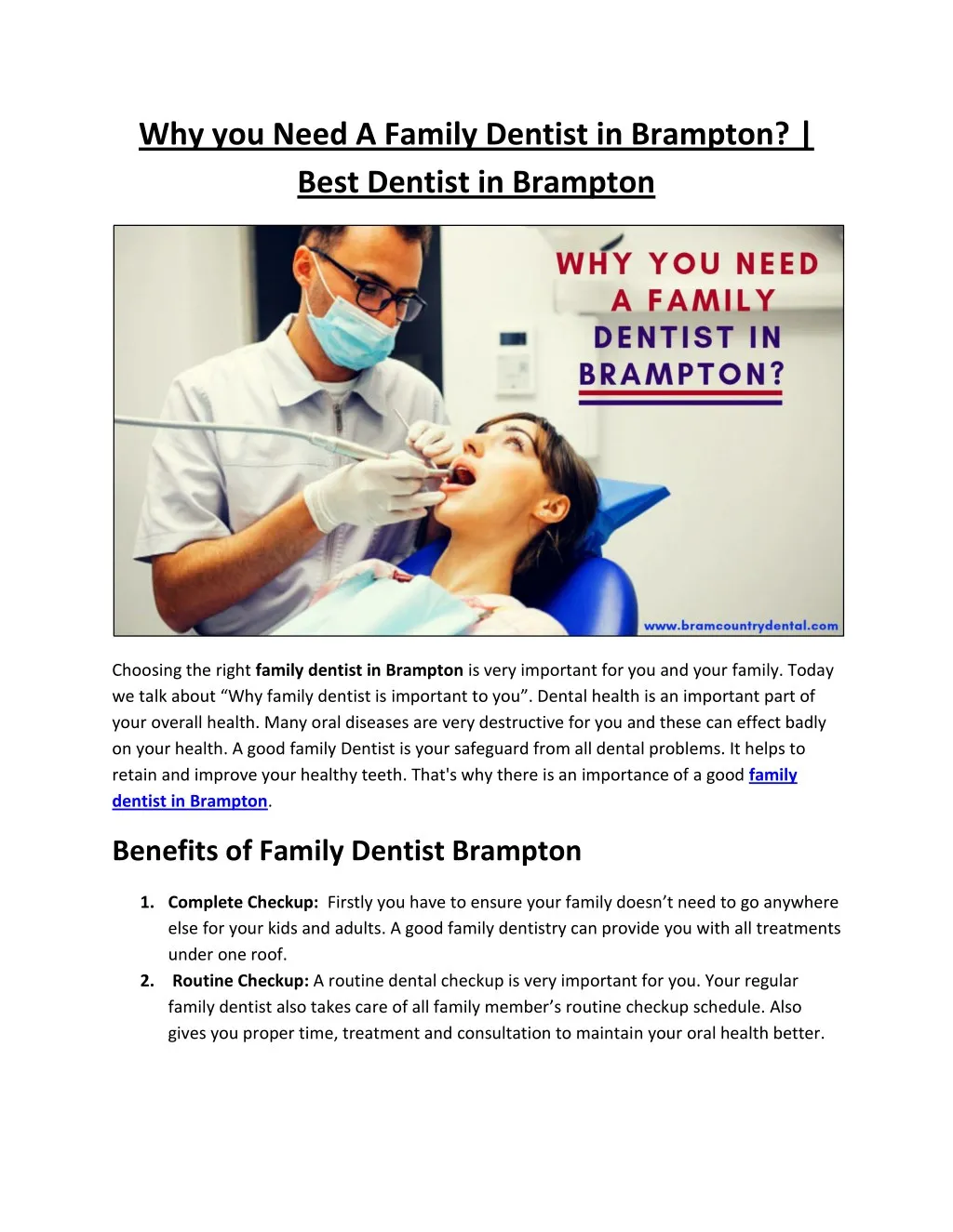 why you need a family dentist in brampton best