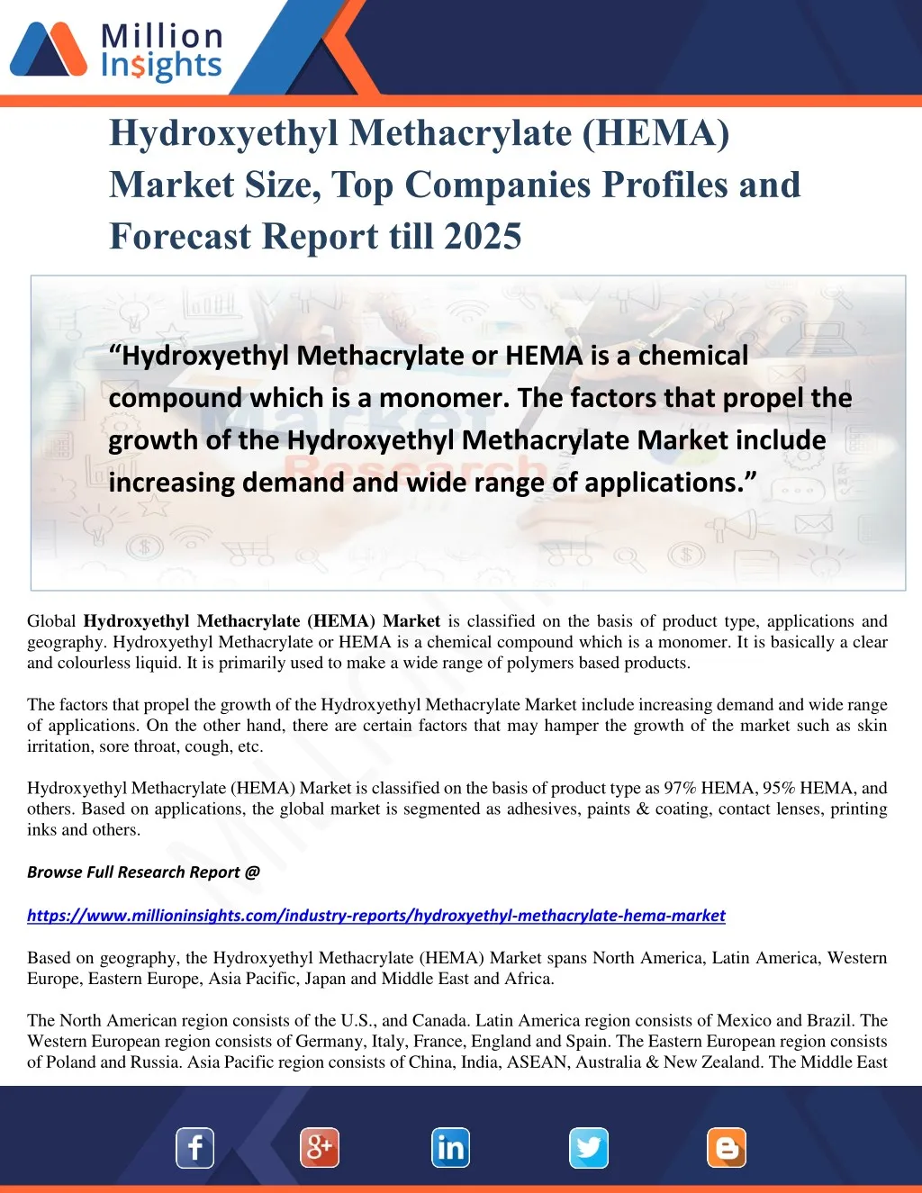 hydroxyethyl methacrylate hema market size
