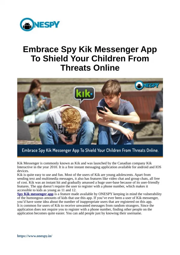 Embrace Spy Kik Messenger App To Shield Your Children From Threats Online