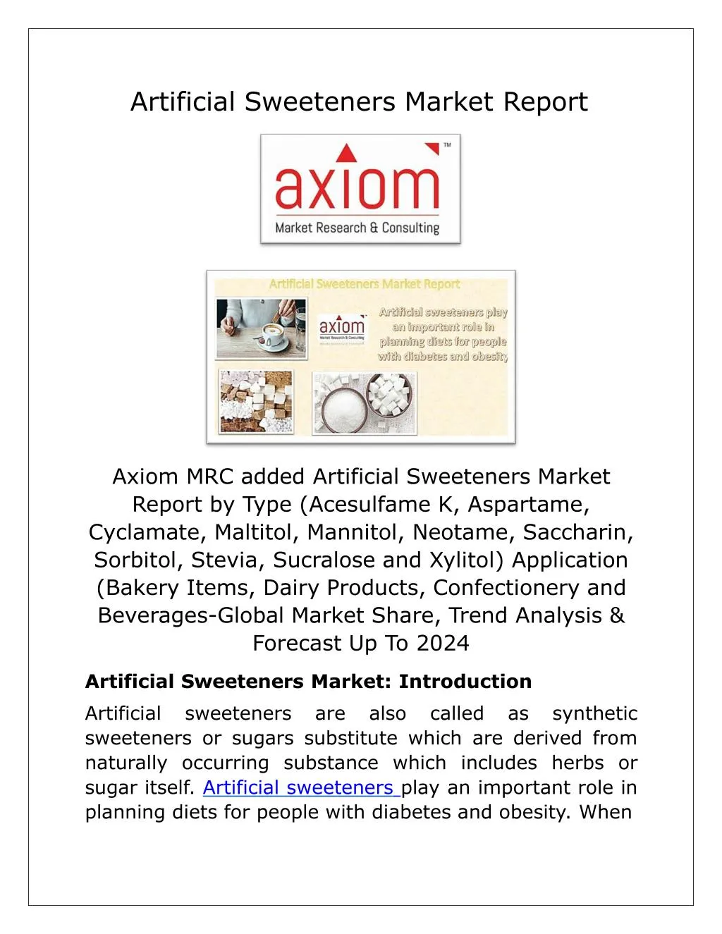 artificial sweeteners market report