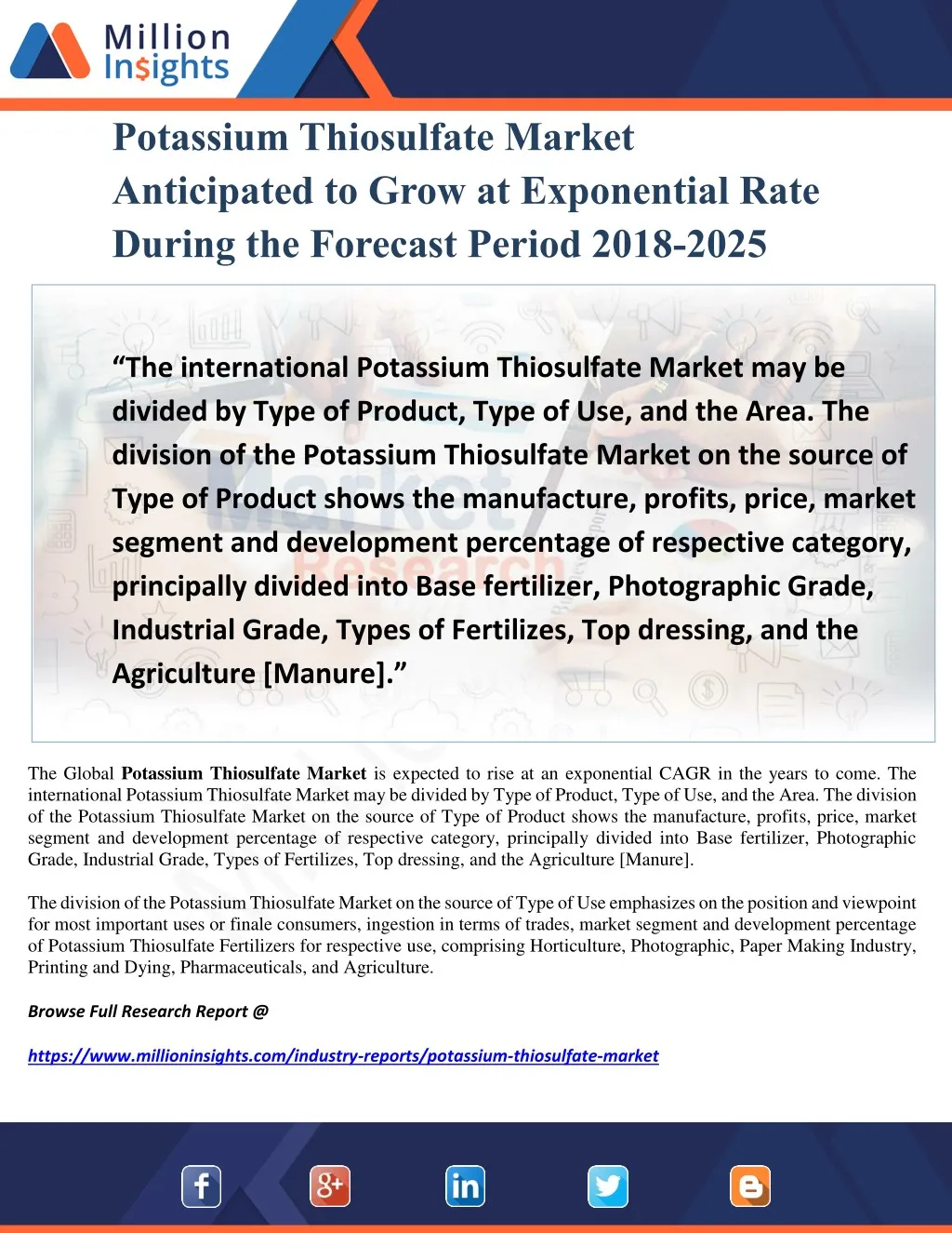 potassium thiosulfate market anticipated to grow