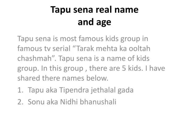 Tapu sena real name and age