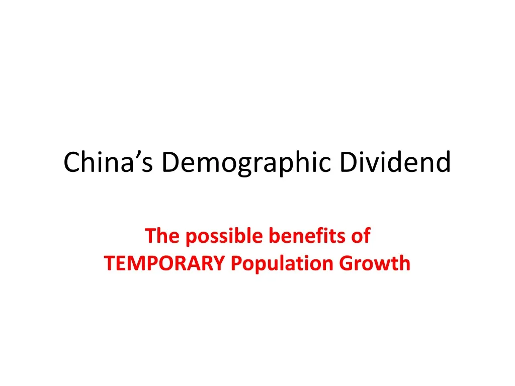 china s demographic dividend