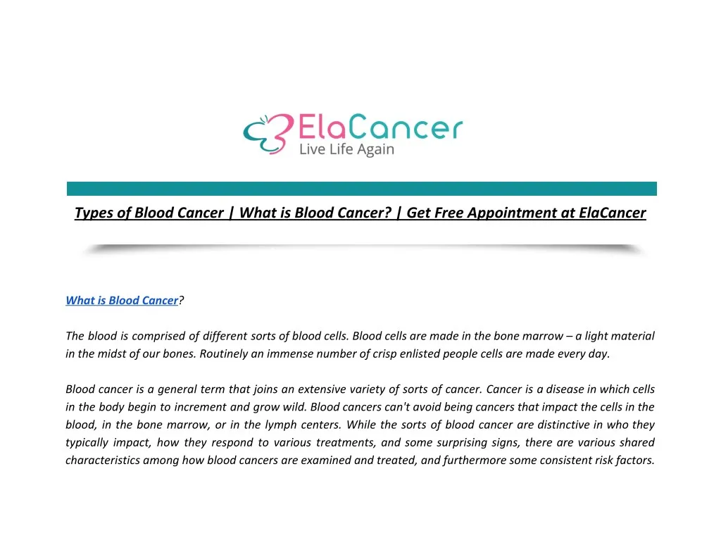 types of blood cancer what is blood cancer