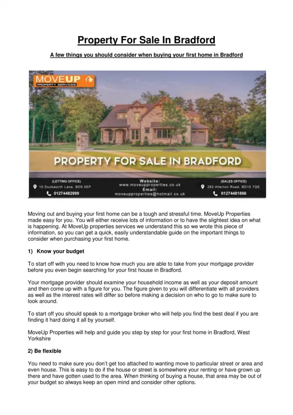 properties for sale in Bradford