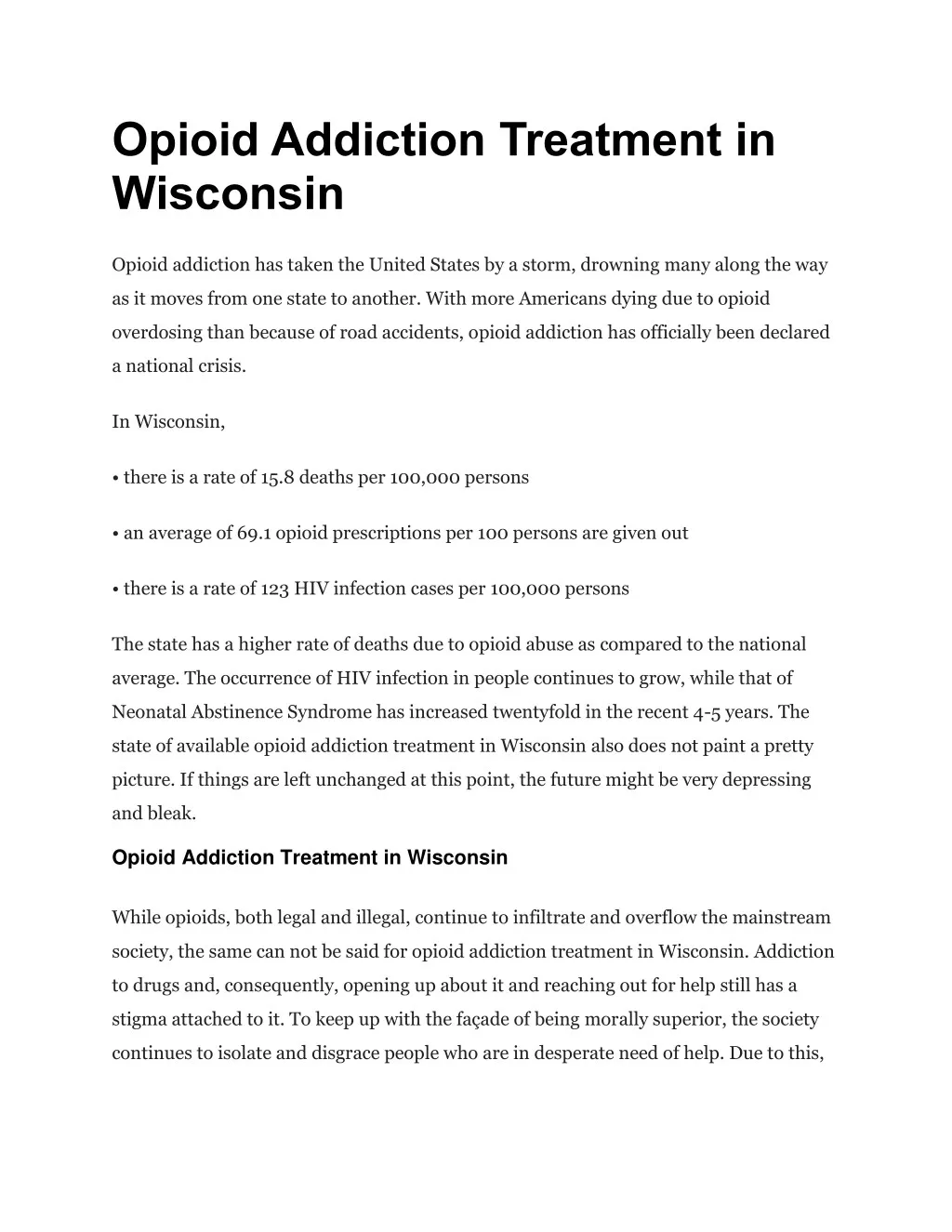 opioid addiction treatment in wisconsin