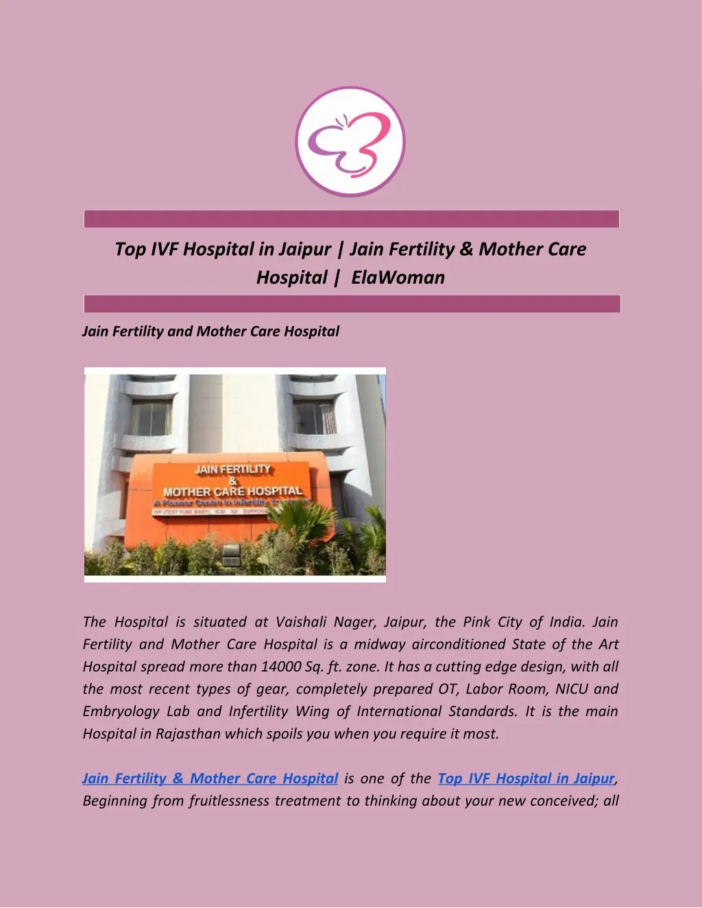 top ivf hospital in jaipur jain fertility mother