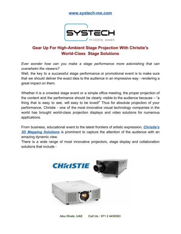 Christie's World-Class Stage Solutions