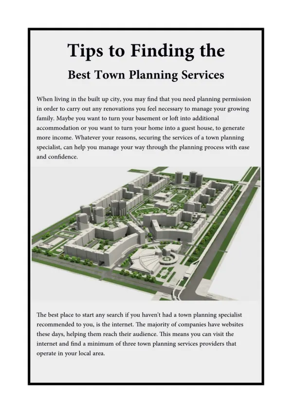 Tips to Finding the best town planning services