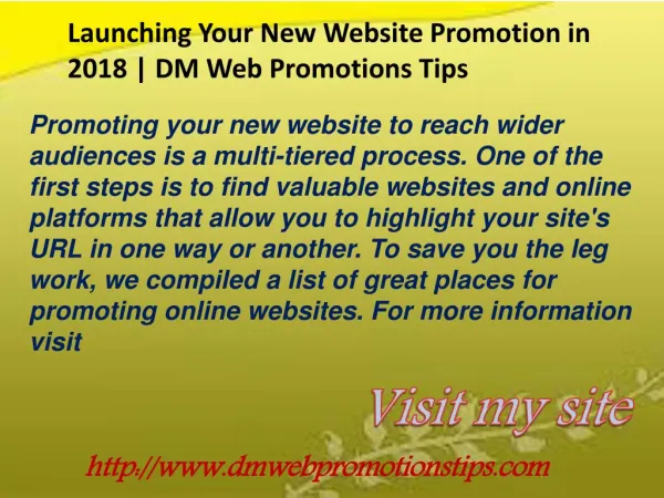 launching your new website promotion in 2018