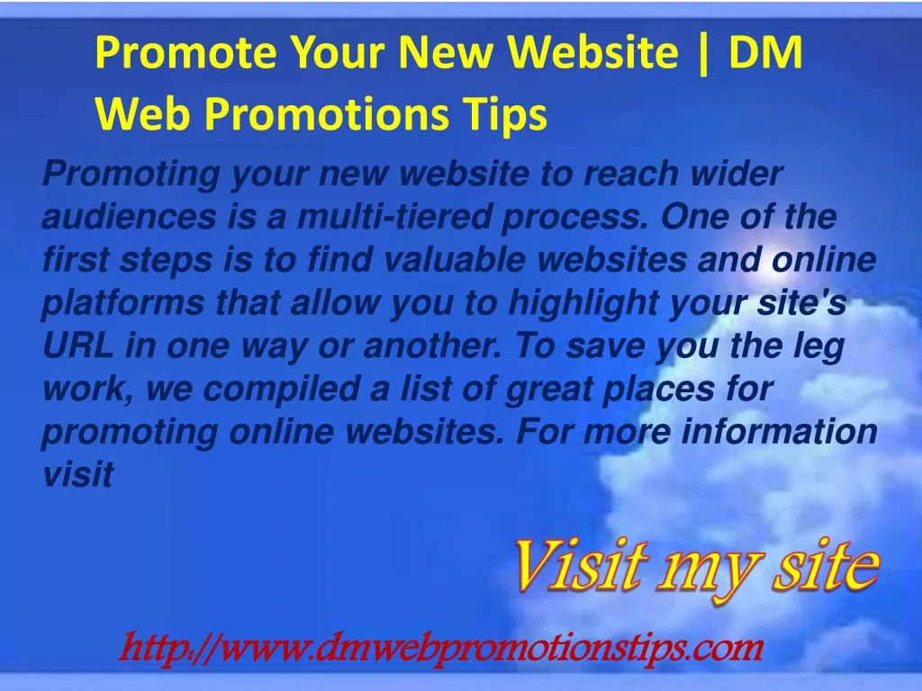 promote your new website dm web promotions tips