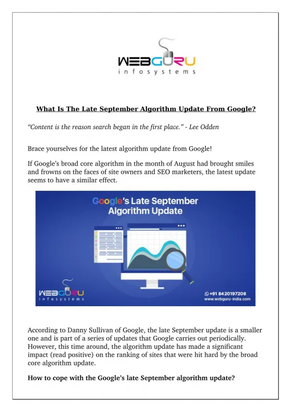 What Is The Late September Algorithm Update From Google?