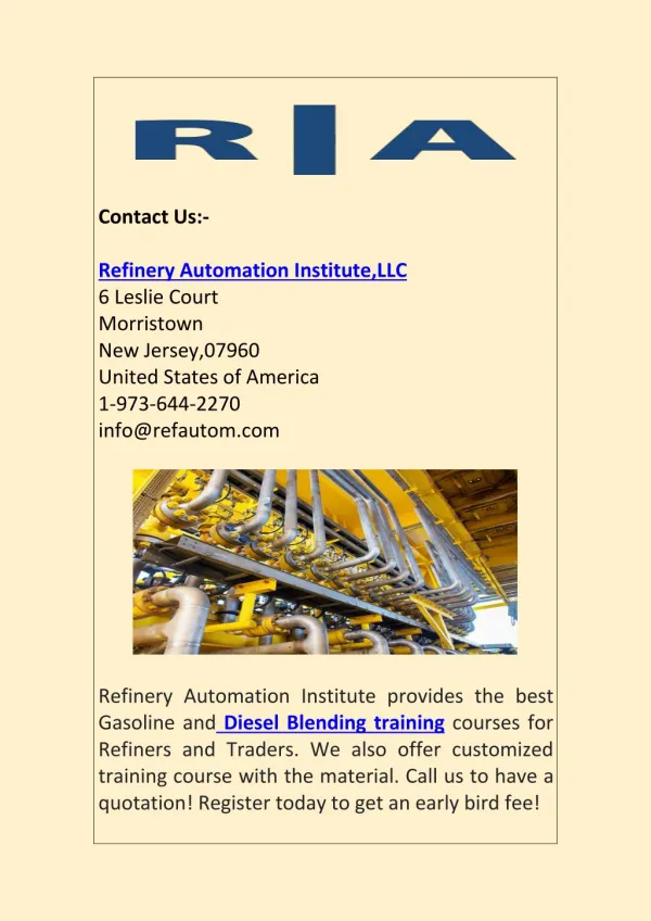 Gasoline and Diesel Blending Training Course