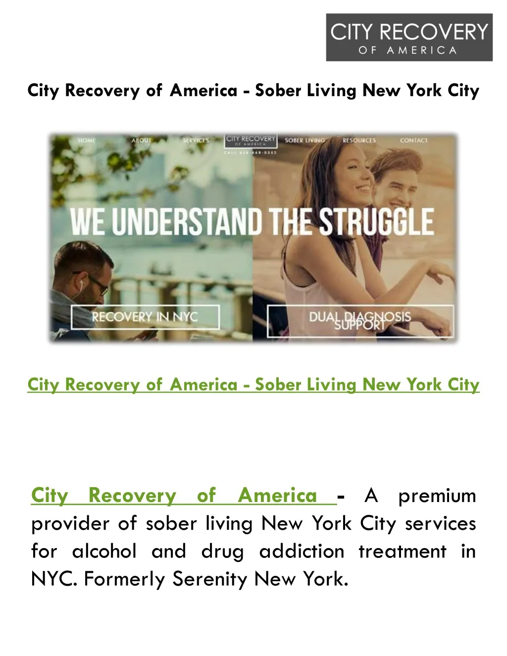 city recovery of america sober living new york