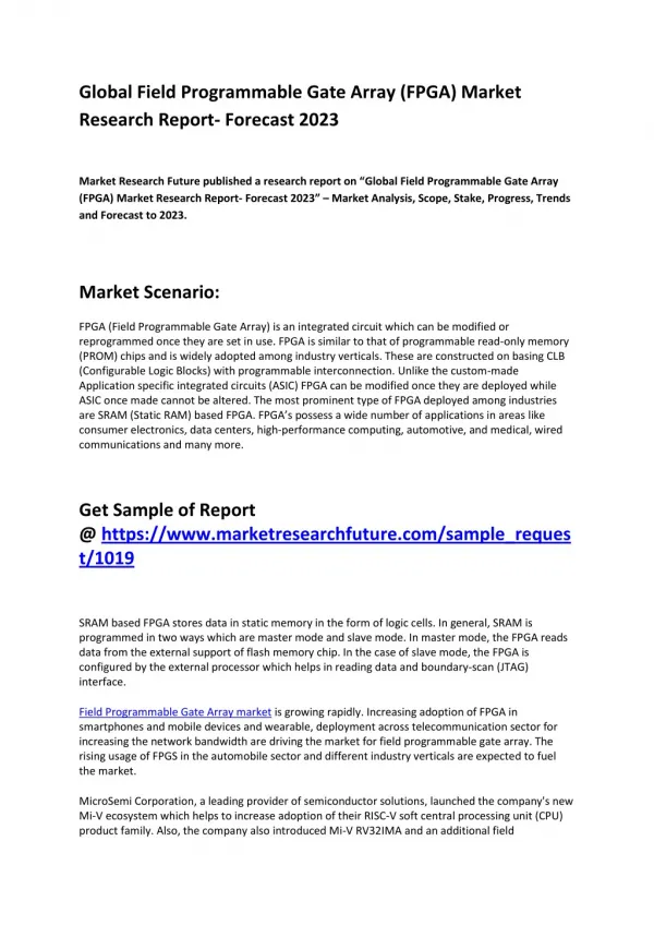 Field Programmable Gate Array (FPGA) Market Attractiveness, Opportunities and Forecast to 2027