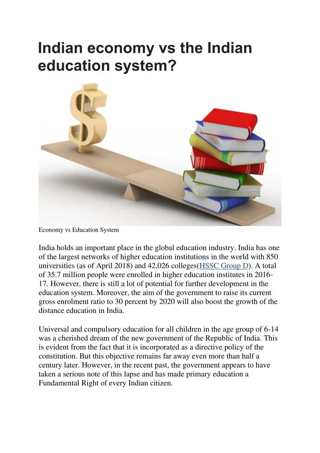 indian economy vs the indian education system