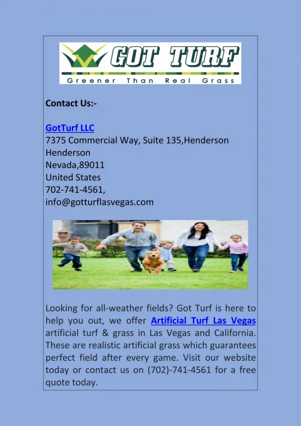 Artificial Turf & Grass in Las Vegas, California at Got Turf