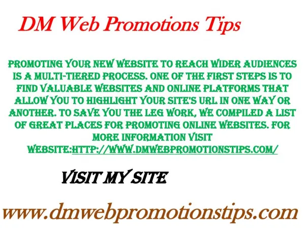 dm web promotions tips