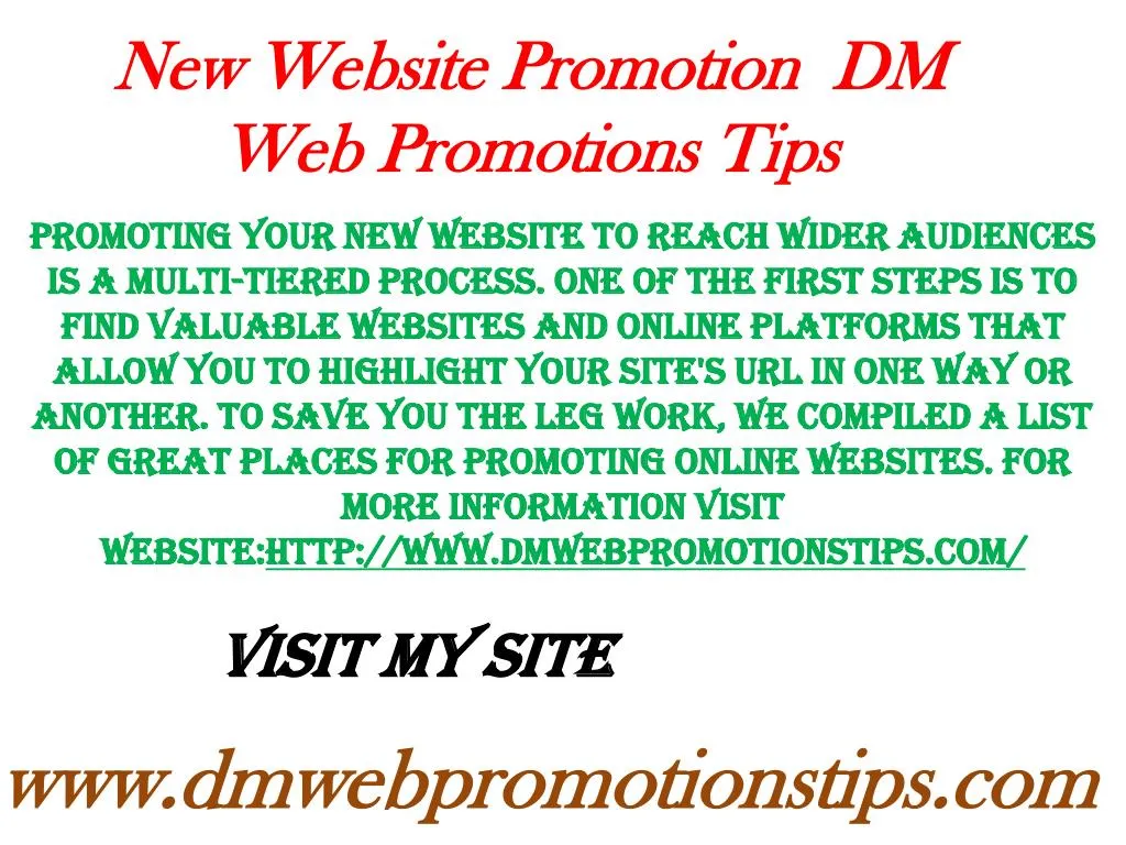 new website promotion dm web promotions tips