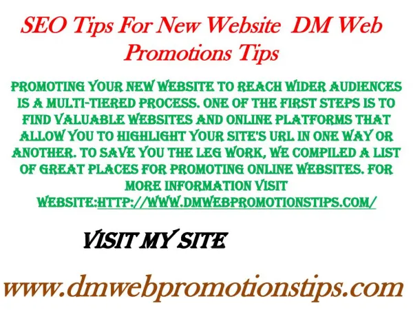 seo tips for new website dm web promotions tips