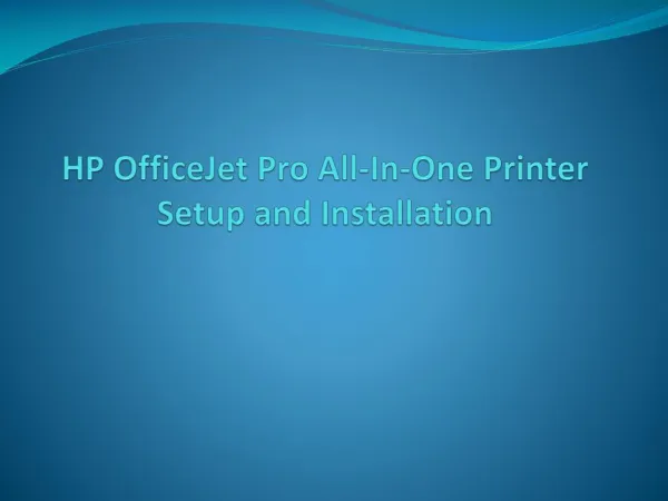 Configuring HP OfficeJet Pro Printer & Connecting to a wireless network