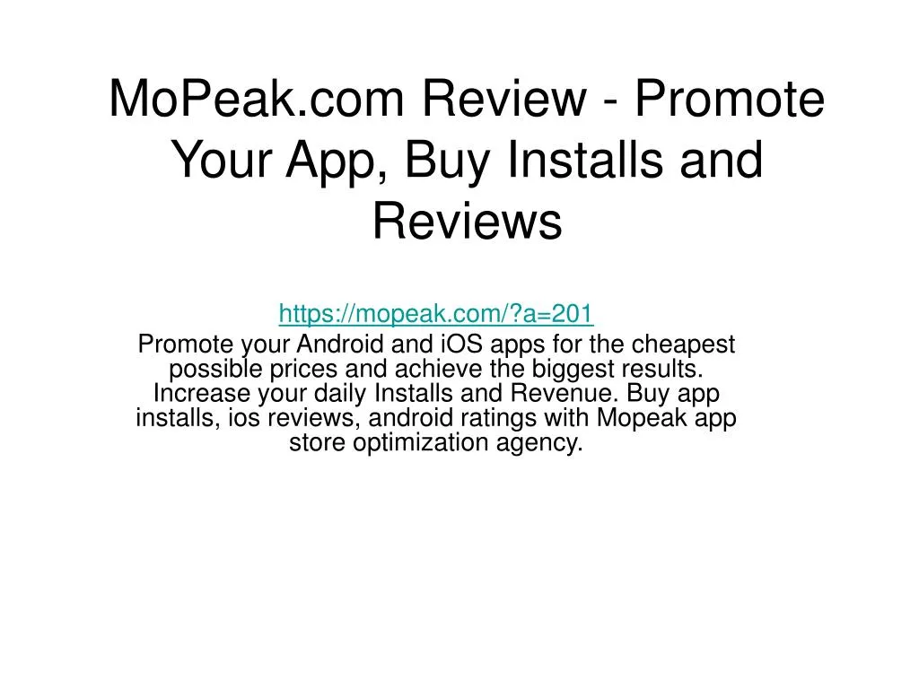 mopeak com review promote your app buy installs and reviews