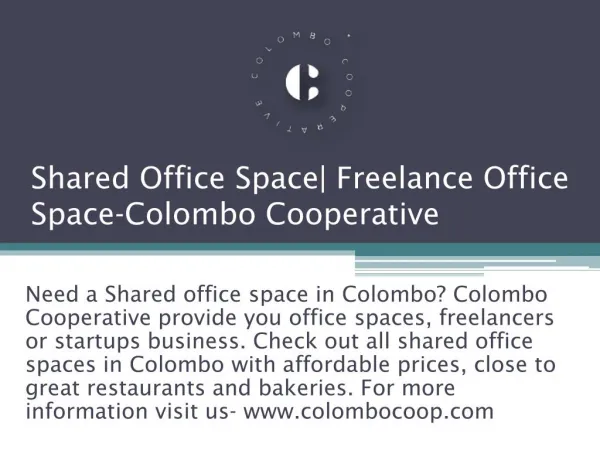 Shared Office Space| Freelance Office Space-Colombo Cooperative