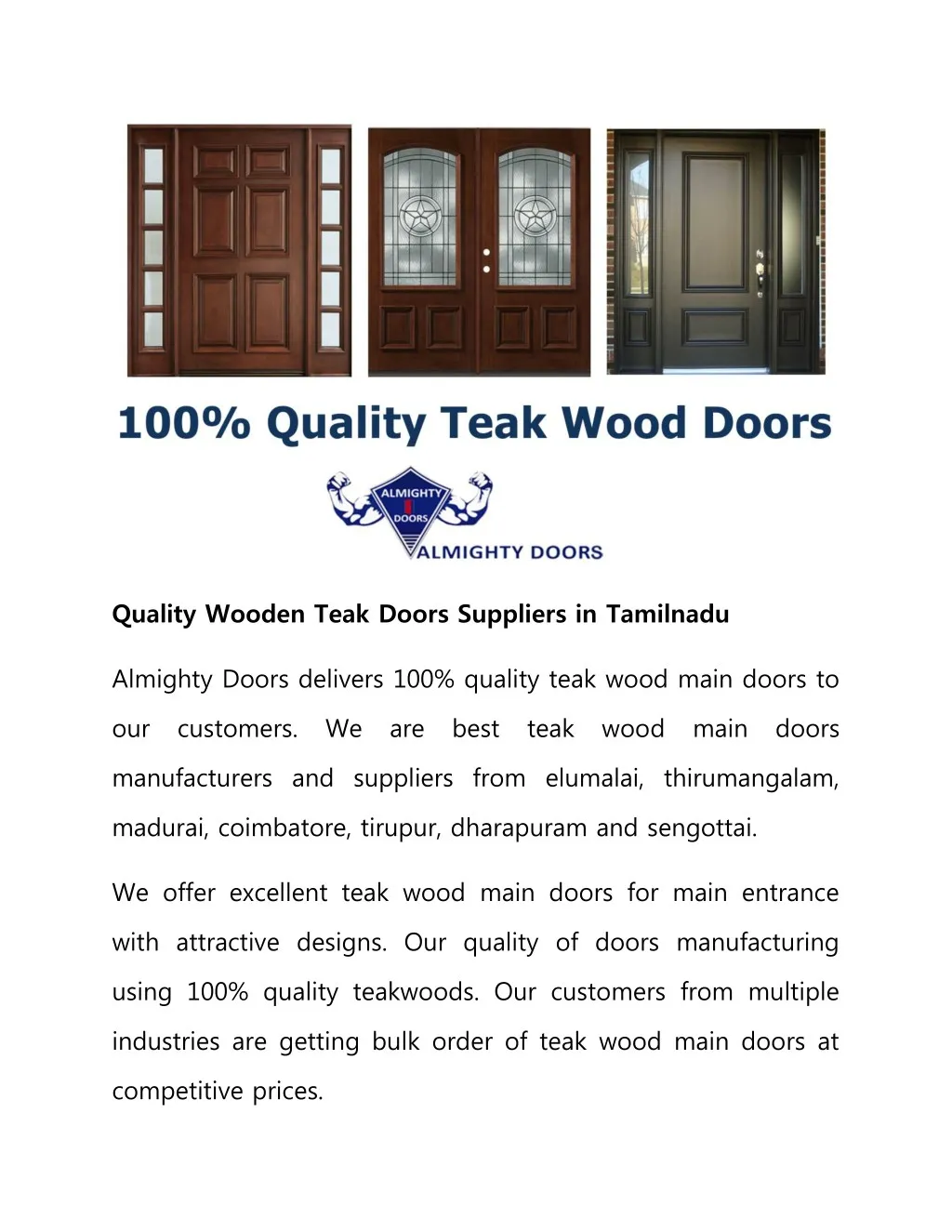 quality wooden teak doors suppliers in tamilnadu