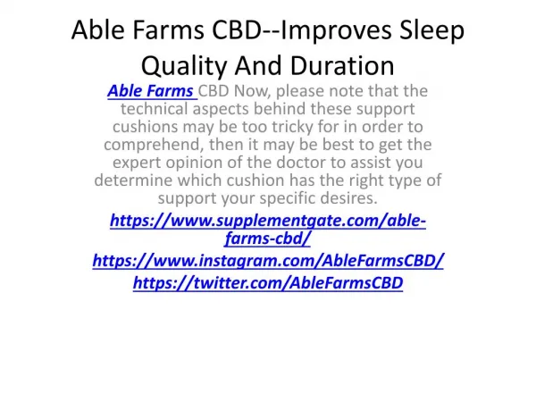 Able Farms CBD--You Can Get All The Health Benefits