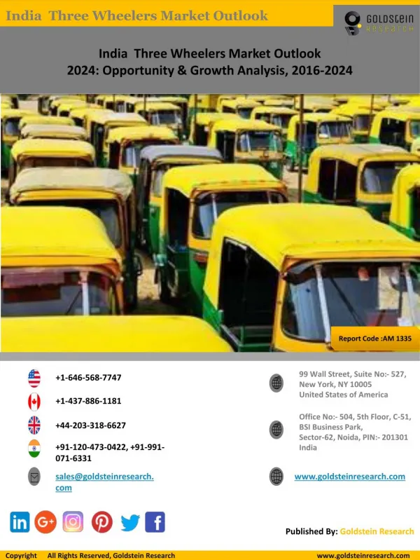 India Three Wheeler Market 2016-2024: Industry Size, Trends, Share, Demand & Growth Opportunity Analysis, Regional Outlo