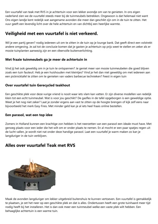 Over Vuurtafel Gas Teakhout