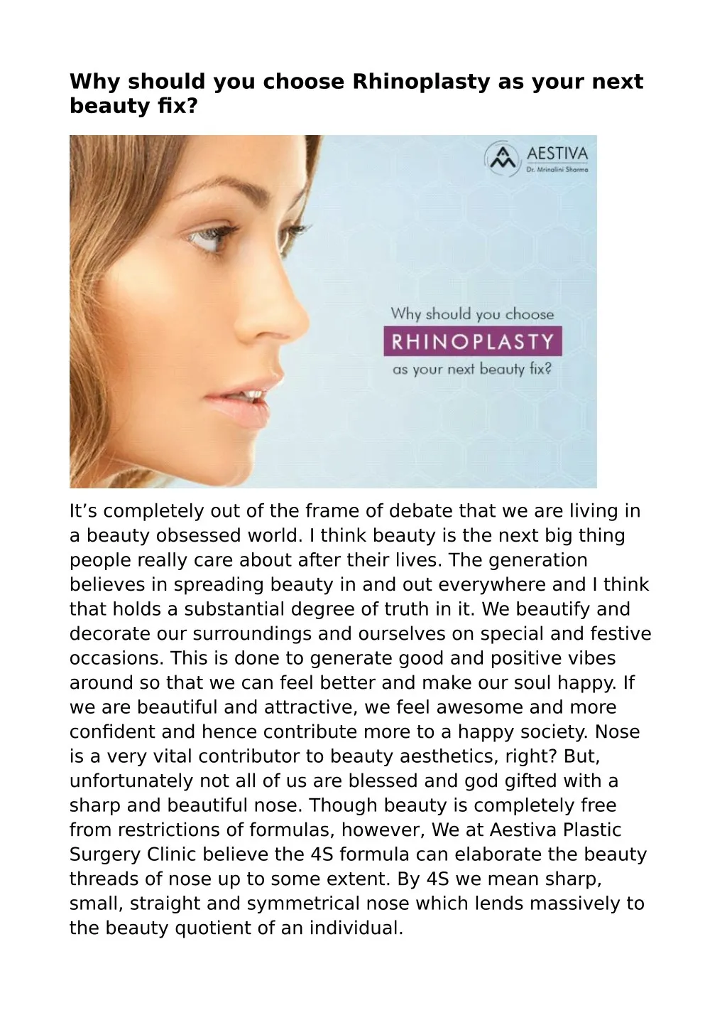 why should you choose rhinoplasty as your next